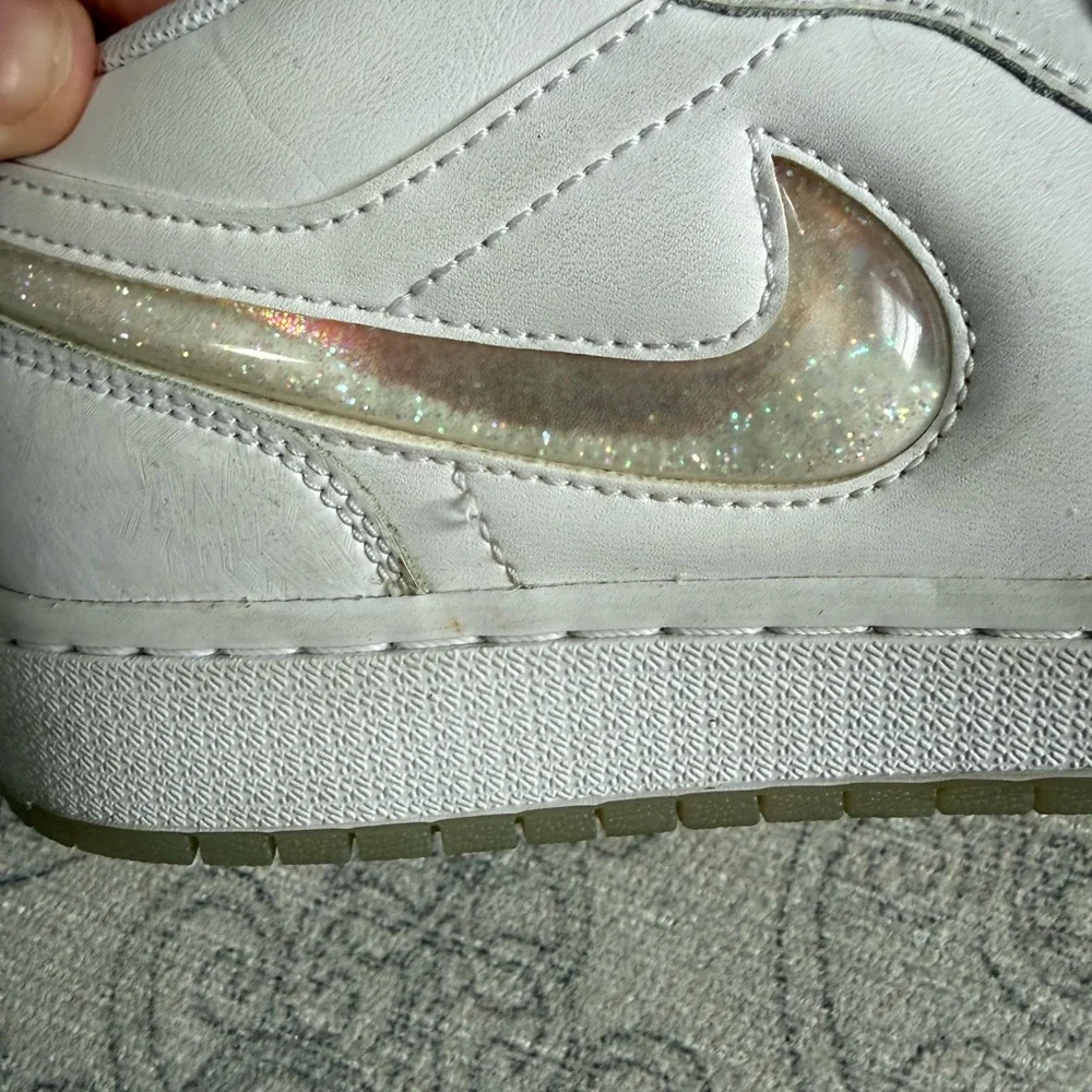 Jordan Kids' White Sneakers with Iridescent Swoosh